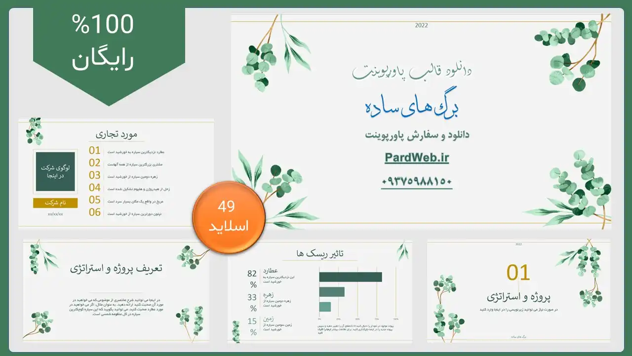 دانلود قالب پاورپوینت رایگان برگ های ساده