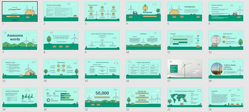 دانلود اسلایدهای قالب پاورپوینت توسعه توربین بادی