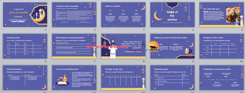 دانلود اسلایدهای قالب پاورپوینت فعالیت در ماه رمضان
