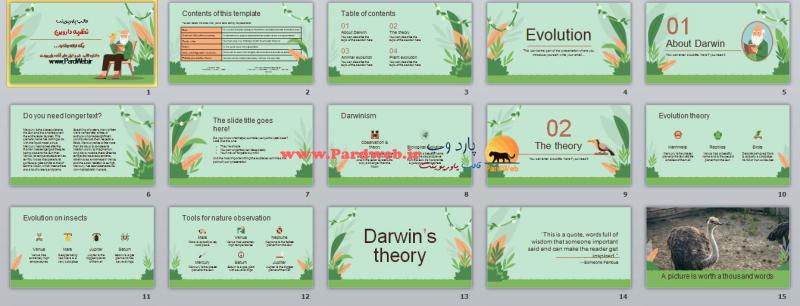 دانلود اسلایدهای قالب پاورپوینت نظریه داروین