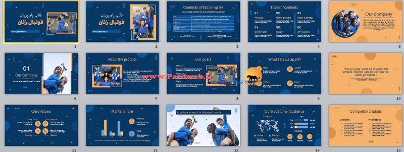 دانلود اسلایدهای قالب پاورپوینت فوتبال زنان