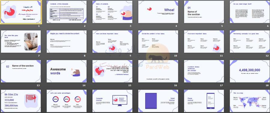 دانلود اسلایدهای قالب پاورپوینت بیماریهای معده