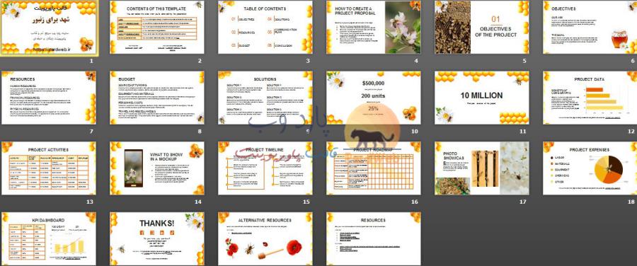 اسلایدهای قالب پاورپوینت شهد برای زنبور