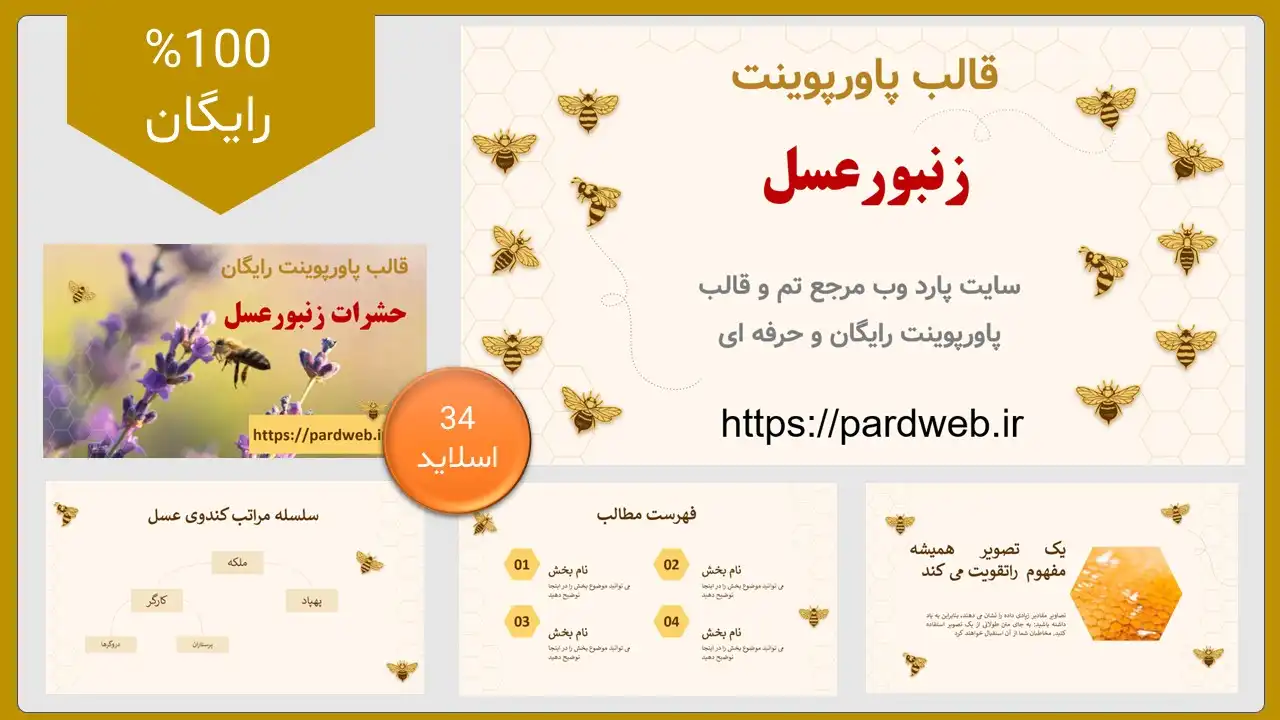 دانلود قالب رایگان پاورپوینت حشرات زنبور عسل