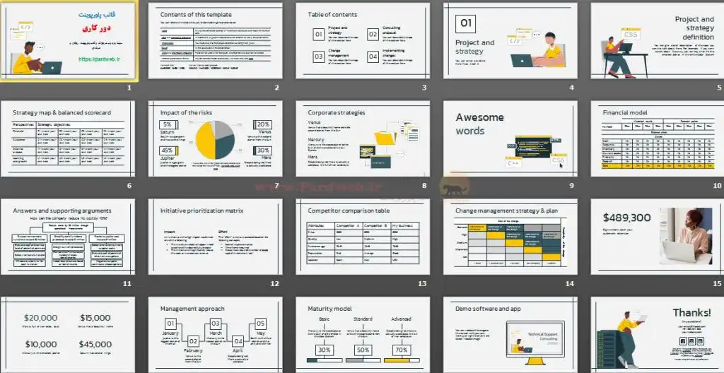 دانلود اسلایدهای قالب پاورپوینت دورکاری