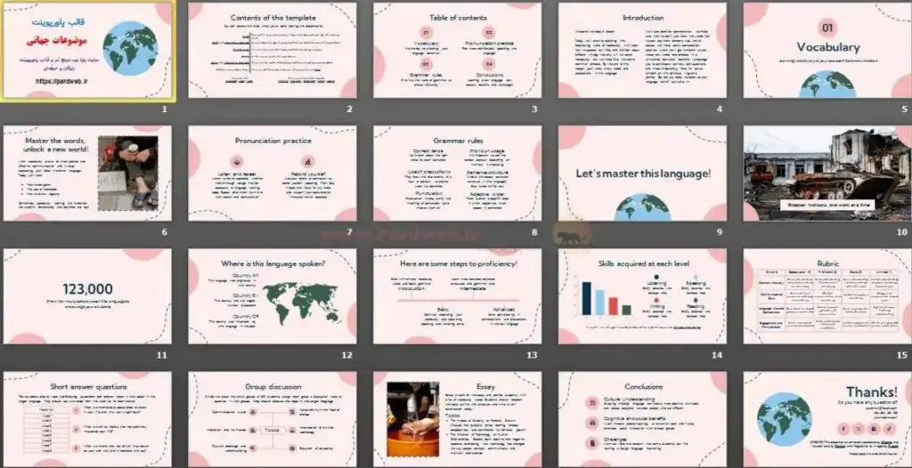 دانلود اسلایدهای قالب پاورپوینت موضوعات جهانی