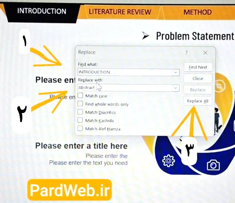 چگونه منوی سربرگ یا پایین قالب های پاورپوینت پارد وب را ویرایش کنم؟