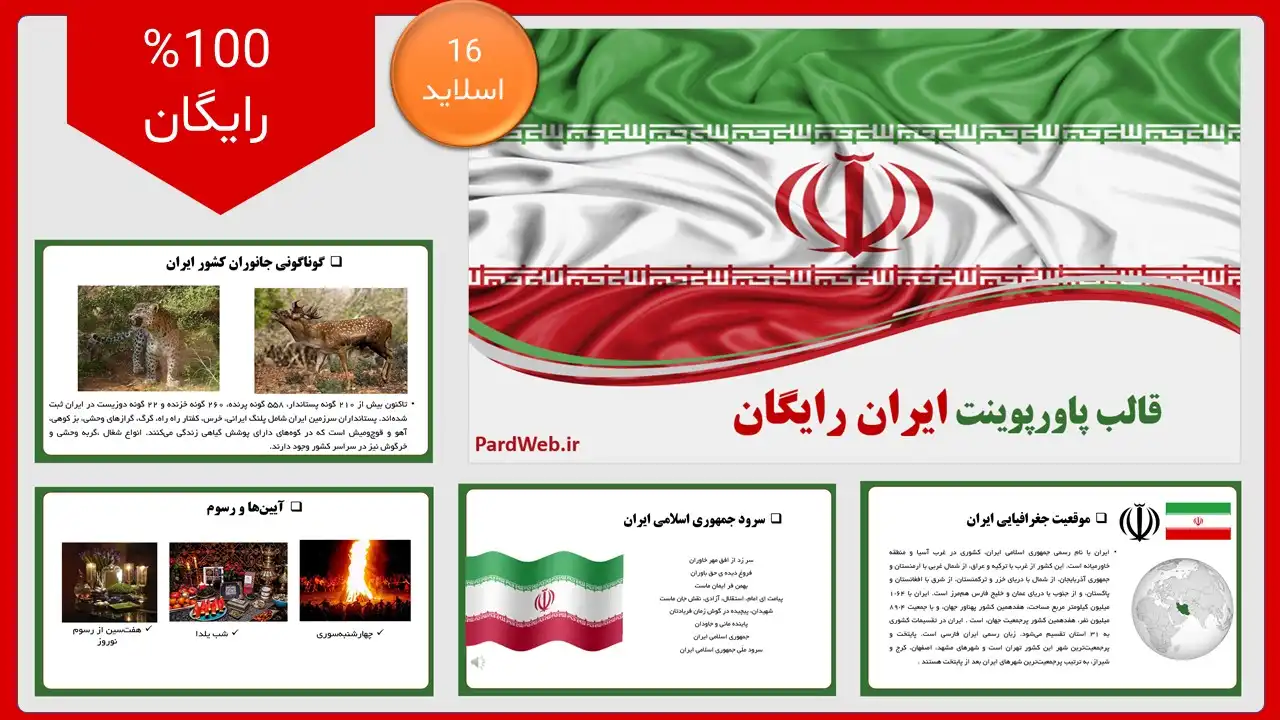 توضیحات قالب پاورپوینت ایران رایگان