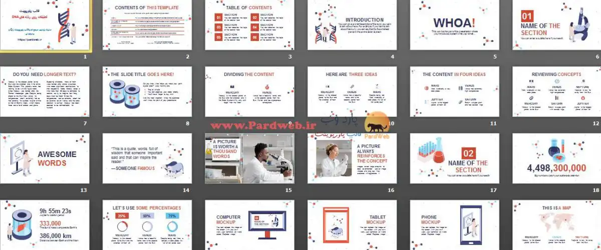 دانلود قالب پاورپوینت تحقیقات روی رشته های DNA