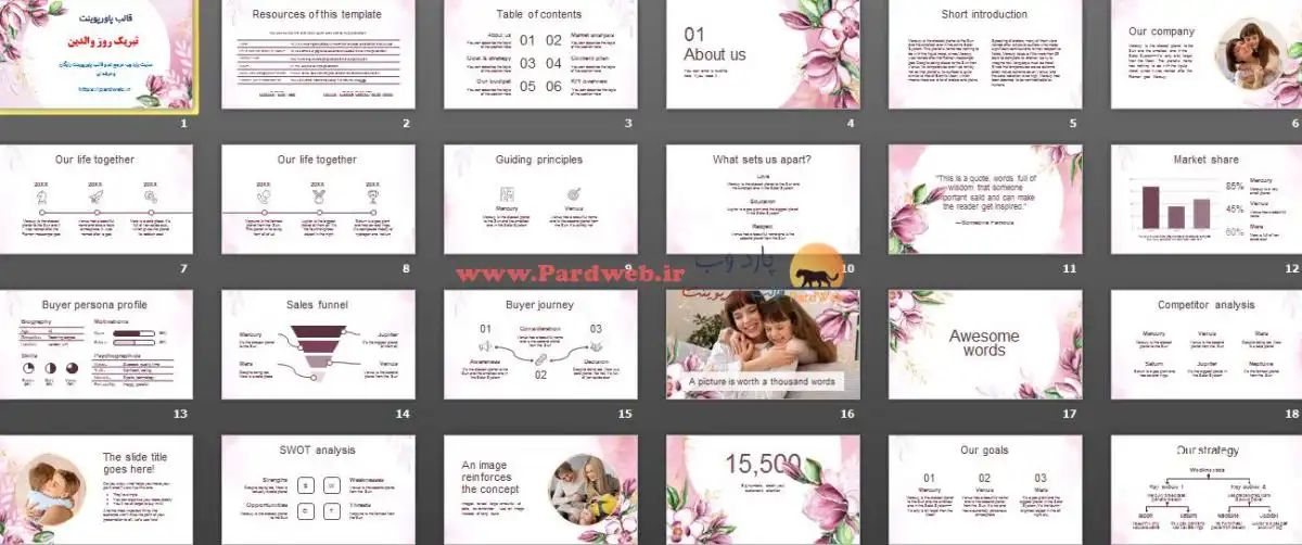 دانلود قالب پاورپوینت تبریک روز والدین