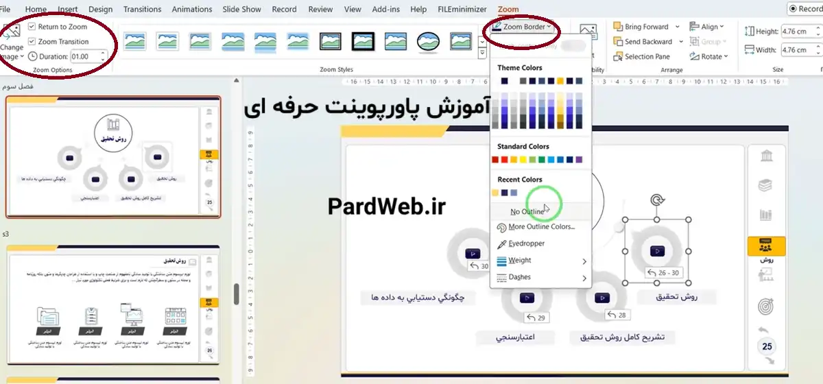 حذف کادر زوم در پاورپوینت