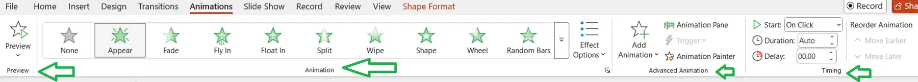 tab Animations powerpoint