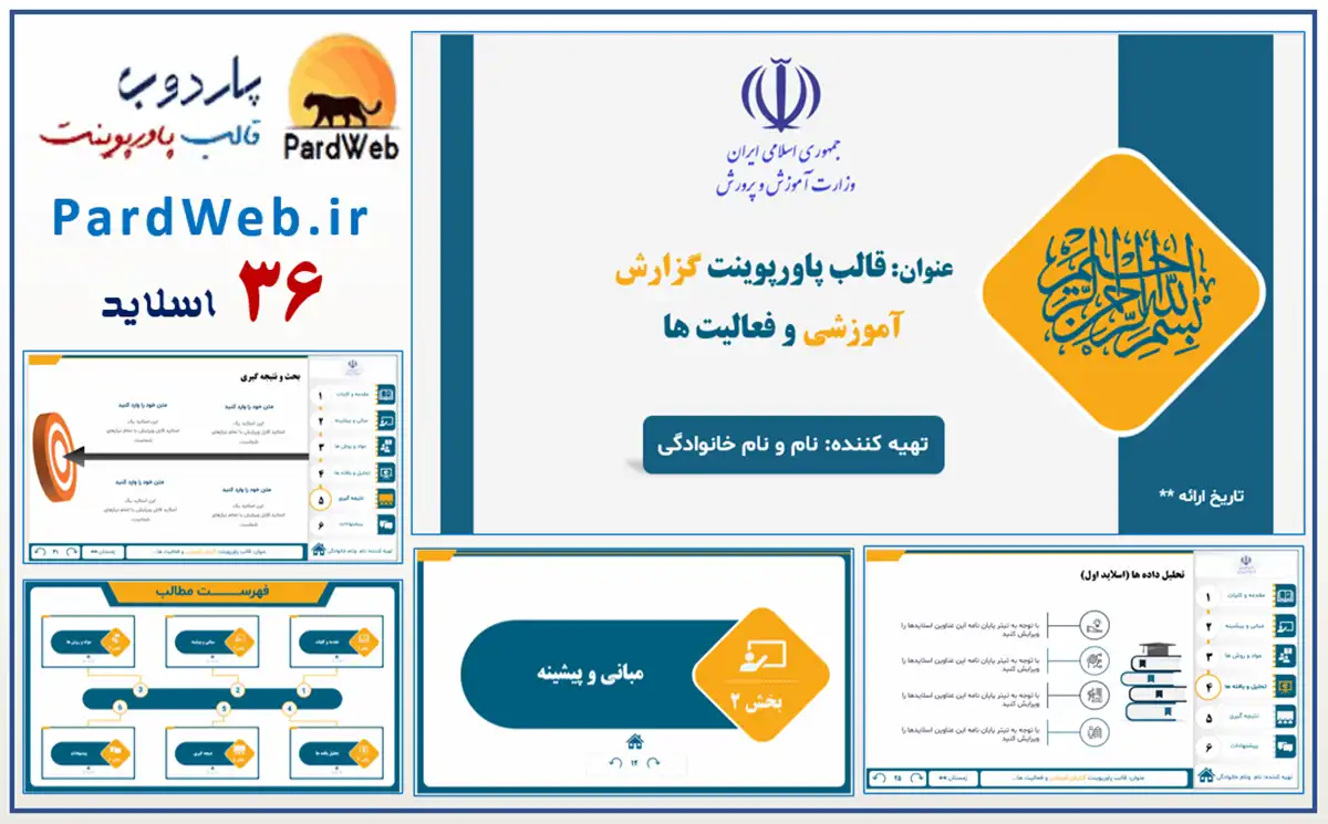 قالب پاورپوینت حرفه ای گزارش فعالیت آموزشی 3 قالب پاورپوینت حرفه ای گزارش فعالیت آموزشی و اداری