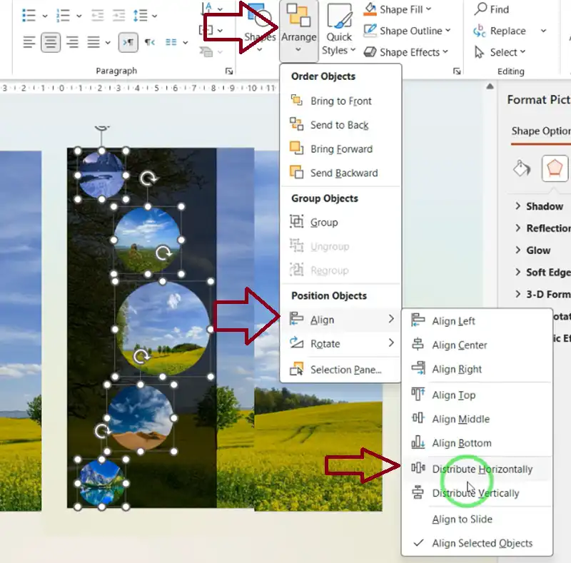 آموزش ساخت پاورپوینت حرفه ای مورف و اشکال گرافیکی 4 آموزش مرتب کردن اشکال در پاورپوینت